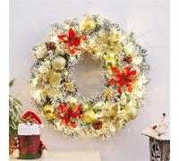 Ghirlanda Natalizia A LED Floccata Ghirlande Natalizie For Porta D'ingresso Ghirlanda Ornamentale Con Pigne E Palline Di Natale, Calda Decorazione Invernale(Gold,60cm)