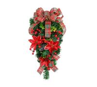 Ghirlanda natalizia artificiale, albero di Natale capovolto 2025, classica ghirlanda rossa e verde a scacchi da appendere alla porta del centro commerciale in hotel (rosso, taglia unica)