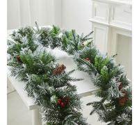 Ghirlanda natalizia artificiale, ghirlanda invernale di pino con pigne e grappoli di bacche, per caminetto, scale, porta d'ingresso, decorazione per la casa