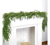 Ghirlanda natalizia artificiale in rattan, confezione da 2, 180 cm, in plastica, verde, decorazione per interni ed esterni, decorazione per la tavola della casa e delle vacanze