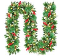 Ghirlanda Natalizia, CHOIGN 2.7M/9 Piedi Decorazioni Natalizie con Luci 30LEDs Alimentate Batterie, Ghirlanda Natale Decorazioni Artificiale per Porta, Camini,Scale,Decorazioni dell'albero di Natale