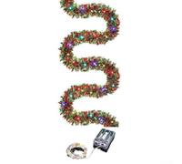 Ghirlanda Natalizia Chunky Tinsel 5m Lampade Multicolore per decorazione | Realizzata in plastica e fili metallici adatta per alberi caminetti ingressi e feste per illumina con luci calde