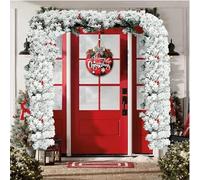 Ghirlanda natalizia con bacche rosse, 2,7 m, perfetta decorazione natalizia per alberi, scale e camini, decorazione invernale per la casa