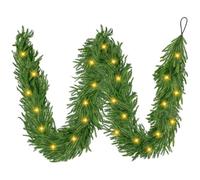 Ghirlanda Natalizia con Luci 270cm, Tralcio Natalizio Luminoso con 30 LED, Ghirlanda Natale Artificiale Realistica, Decorazioni Natalizie per Esterno e Interno, per Tavolo/Scale/Pareti/Porta/Camino