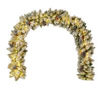 Ghirlanda natalizia con luci Ghirlanda natalizia floccata di neve preilluminata da 9 piedi con bacche rosse e per mensola del camino da interni