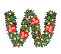 Ghirlanda Natalizia con Luci LED 2.7M, 30 LED Bianco Caldo con Timer, Ghirlanda Natalizia per Porta, Decorazioni Natalizie con Pigne e Bacche, per Esterno e Interno