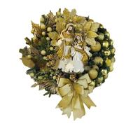 Ghirlanda natalizia con scena del presepe, decorazione per la santa famiglia, ghirlanda artificiale con fiocco, grande ghirlanda natalizia per porta d'ingresso con luce, scena della natività,