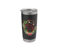 Ghirlanda natalizia con scritta "Peace on Earth", per donne e ragazze, per Bicchiere termico in acciaio inox doppia parete