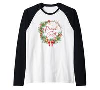 Ghirlanda Natalizia con Scritta Peace on Earth, per Donne e Ragazze, per Maglia con Maniche Raglan