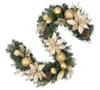 Ghirlanda natalizia da 183 cm, con palline decorative di Natale e magnolia di Natale, per feste, avventure, decorazioni natalizie o decorazioni natalizie