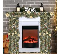 Ghirlanda natalizia da 270 cm, con pigne di abete, ghirlanda natalizia per esterni, per scale, camino (oro)