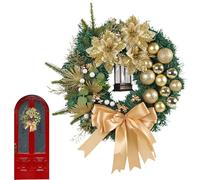 Ghirlanda Natalizia da Esterno con Luci | Ghirlanda con Fiocco Finto - Decorazione per le Feste - Per Portico Cucina Armadio Cascina Mensola Porta Anteriore Parete Finestra Casa
