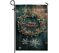 Ghirlanda natalizia da giardino, decorazioni verdi per le vacanze, bandiera da cortile su entrambi i lati per la stagione invernale, decorazione festiva per portico per casa e giardino, 30 x 45 cm