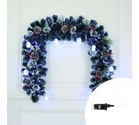 Ghirlanda natalizia decorata Led Festone innevato 200 cm 120 rami di colore verde e bianco Wisdom