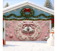 Ghirlanda natalizia di pesche per garage, eleganti campane decorative per le vacanze, decorazioni per porte del garage, decorazione invernale per interni ed esterni, sfondo per feste di Natale, 390 x