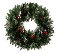 Ghirlanda Natalizia Dietro Porta Ø 45 cm innevata Pigne e Bacche Interno Esterno