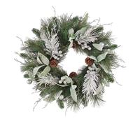 Ghirlanda Natalizia Floccata, Ghirlande Natalizie Artificiali For Porta D'ingresso, Ghirlanda Ornamentale Con Pigne E Ciondoli A Forma Di Alce For Decorazioni Invernali(45)