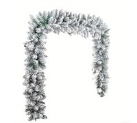 Ghirlanda natalizia floccata in PVC, per camino, porta, scale, leggera, in pino artificiale bianco, per interni ed esterni, 1,8 m, decorazione per le vacanze (C-1,8 m)