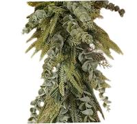 Ghirlanda natalizia, ghirlanda di pino Norfolk da 1, 8 m Real Touch Christmas con foglie di eucalipto per mantello, camino, tavolo, scale, finestra