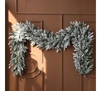 Ghirlanda natalizia, Ghirlanda floccata da 9 piedi, effetto neve realistico, ghirlanda di pino con crittografia ecologica for tavolo, mantello, parete, decorazioni natalizie for interni ed esterni