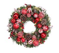 Ghirlanda natalizia, Ghirlande for decorazioni natalizie, con pigne, bacche rosse, di alloro, palline, for la casa, feste for porta d'ingresso, finestra, parete(80cm/31.4in)