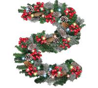 Ghirlanda Natalizia Illuminata, Decorazioni Natalizie in Rattan Impermeabile, Centrotavola Artificiale con Luci per Interni Esterni Casa Uffici Centro Commerciale