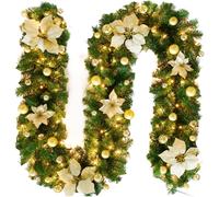 Ghirlanda Natalizia Illuminata LED 200 CM Ghirlanda Fiori Seta Artificiale Decor