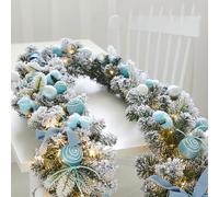 Ghirlanda natalizia in pino artificiale con luci pre-illuminate, ornamenti a sfera, pigne e fiocchi per decorazioni natalizie