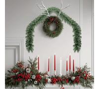 Ghirlanda natalizia in PVC, verde, lunghezza 20 m, con 1800 rami, resistente alle intemperie, per interni ed esterni, decorazione natalizia, albero di Natale, avvento, finestra, camino, decorazione