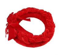 Ghirlanda natalizia in velluto da 30 cm, per porta d'ingresso, ornamento in velluto con fiocco, per feste, tavolo, caminetti, portico, pareti, capodanno, decorazione per la casa (rosso, 30 cm)