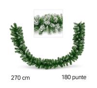 Ghirlanda Natalizia Innevata 270cm 180 Punte Festone Folto Camino Ringhiera Pvc