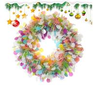 Ghirlanda natalizia per esterni, decorazioni artificiali da 40 cm con luce, da appendere, per finestra, casa, interni, esterni, cucina, feste, matrimoni, fattoria, caminetto, soggiorno