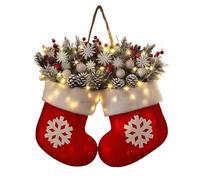 Ghirlanda Natalizia Per Interni - Ghirlande Decorative A Guanto 30x40 Cm Con Luci A LED - Ghirlanda Artificiale - Decorazione | Ornamento Da Appendere Alla Parete Della Porta Di Natale Per La