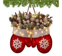 Ghirlanda Natalizia Per Interni - Ghirlande Decorative A Guanto 30x40 Cm Con Luci A LED - Ghirlanda Artificiale - Decorazione | Ornamento Da Appendere Alla Parete Della Porta Di Natale Per La