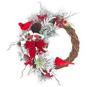 Ghirlanda natalizia per porta d'ingresso, ghirlanda invernale con aghi di pino innevato, 45 cm, ghirlanda per porta a grappolo di bacche rosse, decorazione rustica per porta d'ingresso