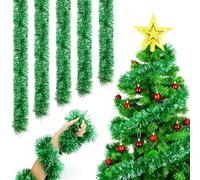 Ghirlanda Natalizia per Scale Innevata Ghirlande Natalizie per Albero Orpello di Natale per Interno Esterno 5 Pezzi Ghirlanda Natalizia 10 M per Camino Finestra Albero Decorazioni (Verde)