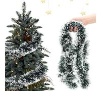Ghirlanda Natalizia per Scale Innevata Ghirlande Natalizie per Albero Orpello di Natale per Interno Esterno 5 Pezzi Ghirlanda Natalizia 10 M per Camino Finestra Albero Decorazioni (Verde e Bianco)
