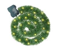 Ghirlanda natalizia pre-illuminata, 5 metri, verde artificiale con a LED, decorazione per interni ed esterni, per , porta, scale, terrazza, cortile, balcone, decorazione per feste festive