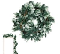 Ghirlanda Natalizia Realistica,Decorazione Artificiale con Appendino di Benvenuto | Ghirlanda di Cedro Realistica con Tocco Reale - per la Casa la Mensola il le Scale il Portico la Fattoria e la Festa