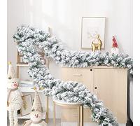 Ghirlanda natalizia spessa 2,7 m, con fiocchi di neve, tartufo, in rattan, decorazione natalizia per camino, scale, ringhiere, esterni, interni, decorazione per feste