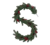 Ghirlanda natalizia verde, con bacche rosse di pino, decorazioni | Ghirlanda natalizia artificiale, decorazione con bacche di pino, espositore da tavolo per veranda, caminetto