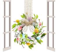 Ghirlanda Pasquale Con Uova - Decorazioni Pasquali Da Appendere, Ghirlanda Decorativa Con Fiocchi, Ghirlandas Di Foglie Verdi Artificiali, Per Porta D'ingresso, Patio, Adatta Per Interni Ed Esterni