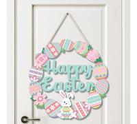 Ghirlanda Pasquale in Legno Ghirlande di Pasqua Decorazioni Pasquali da Appendere Corona Fuoriporta Pasquale per Porte d'ingresso, Pareti, Finestre (D)