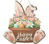 Ghirlanda Pasquale in Legno Ghirlande di Pasqua Decorazioni Pasquali da Appendere Corona Fuoriporta Pasquale per Porte d'ingresso, Pareti, Finestre (B)