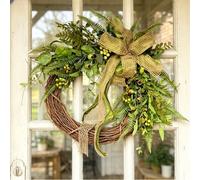 Ghirlanda pastorale in plastica verde 35 cm leggera decorazione porta da appende