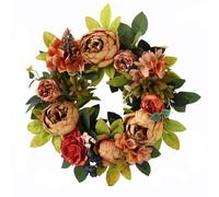 Ghirlanda Peonia, Fiore di Simulazione Della Peonia di Primavera, Cucina,Interna ed Esterna, Finestre, Porte d'ingresso, Decorazioni per Feste(Brown Vintage)