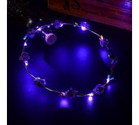 Ghirlanda per capelli con luce a LED, da donna, con fiore e corona luminosa che lampeggia, per ragazze e donne, per matrimoni, Natale, Capodanno, feste (viola)