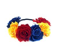 Ghirlanda per capelli con rose e fiori, per donne e ragazze, SCF2018, per matrimoni (rosso, giallo, blu)
