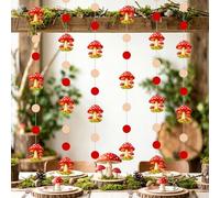 Ghirlanda per feste a forma di fungo, decorazioni per boschi, fiabe, striscioni incantati da appendere, per compleanno, baby shower, giardino, casa, aula giungla, paese delle meraviglie, 6 m