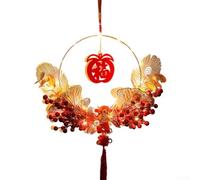 Ghirlanda per feste di primavera, struttura in ferro e schiuma di plastica | Design dell'anno del drago, colore rosso festivo, floreale, simbolo di benedizione di buon auspicio, costruzione